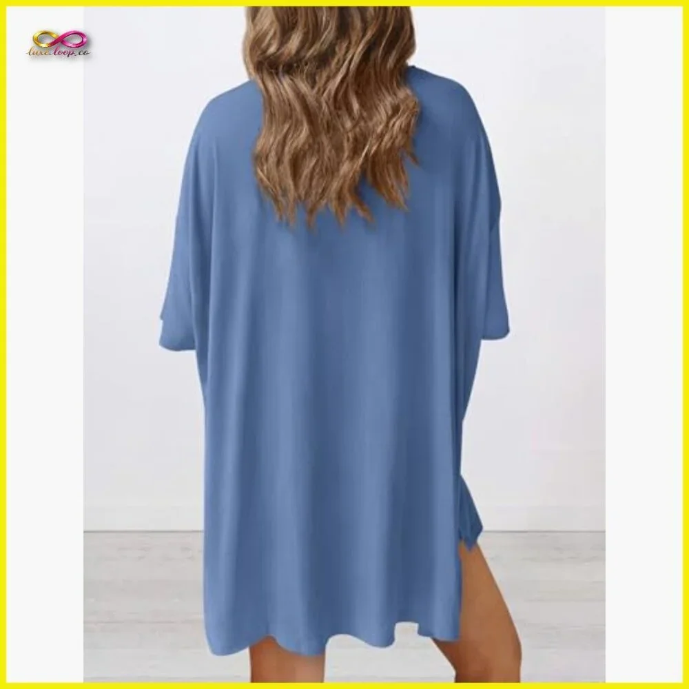 Oversized Short Sleeve Shirt Biker Shorts Matching Lounge Set Comfy Casual